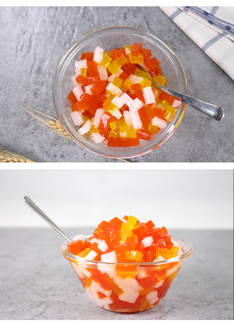 天源三色水晶果 彩色椰果 奶茶原料奶茶店用家用diy源头厂家