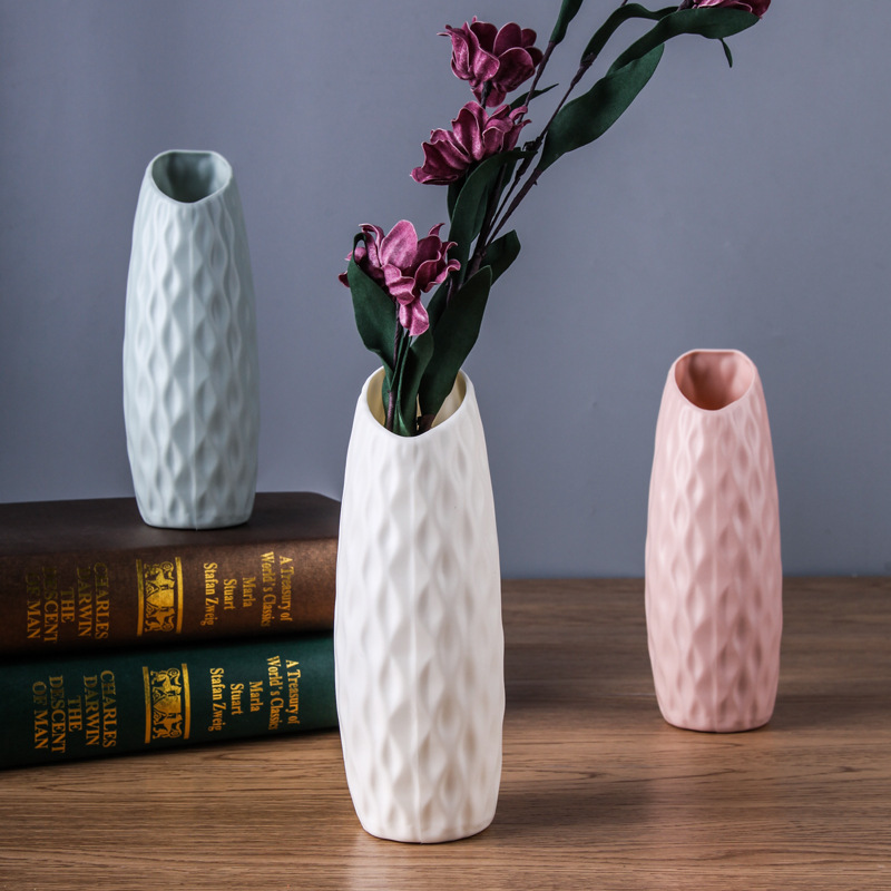 creative drop-resistant vase european style decoration plastic vase nordic color vase color imitation glaze flower small