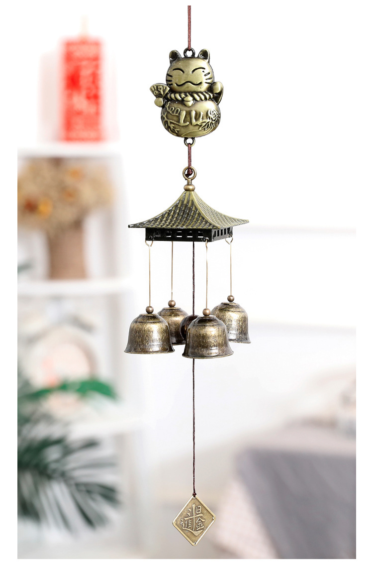 材质 金属 是否进口 否 是否专利货源 否 规格 古风凉亭风铃-招财猫四