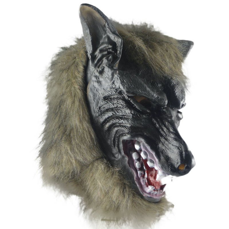 万圣节恐怖吓人鬼脸面具动物狼头套舞台道具狼面具狼手套鬼爪手