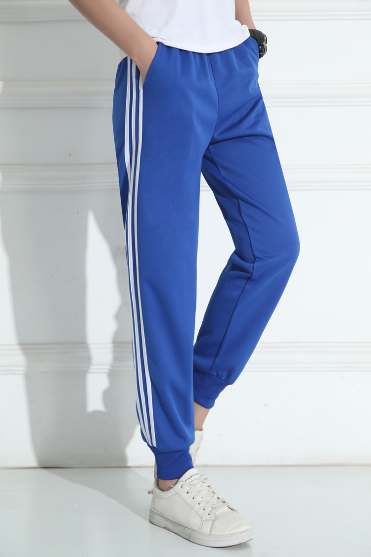 校服裤子三道杠男小学生中学生宽松春秋夏季薄款蓝色校裤三条杠女