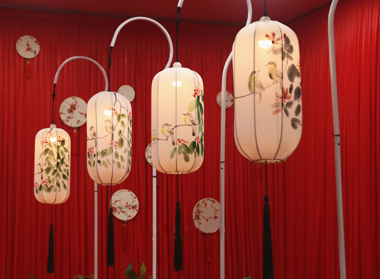 婚庆道具中式路引婚礼宫廷弯钩路引 中国风仿古灯笼路引 手绘灯笼