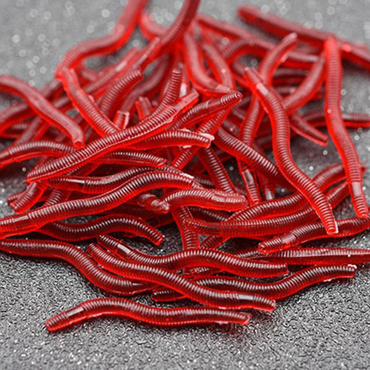 5cm 假红虫100条/包 加腥味蚯蚓拟饵 淡水通用假鱼饵