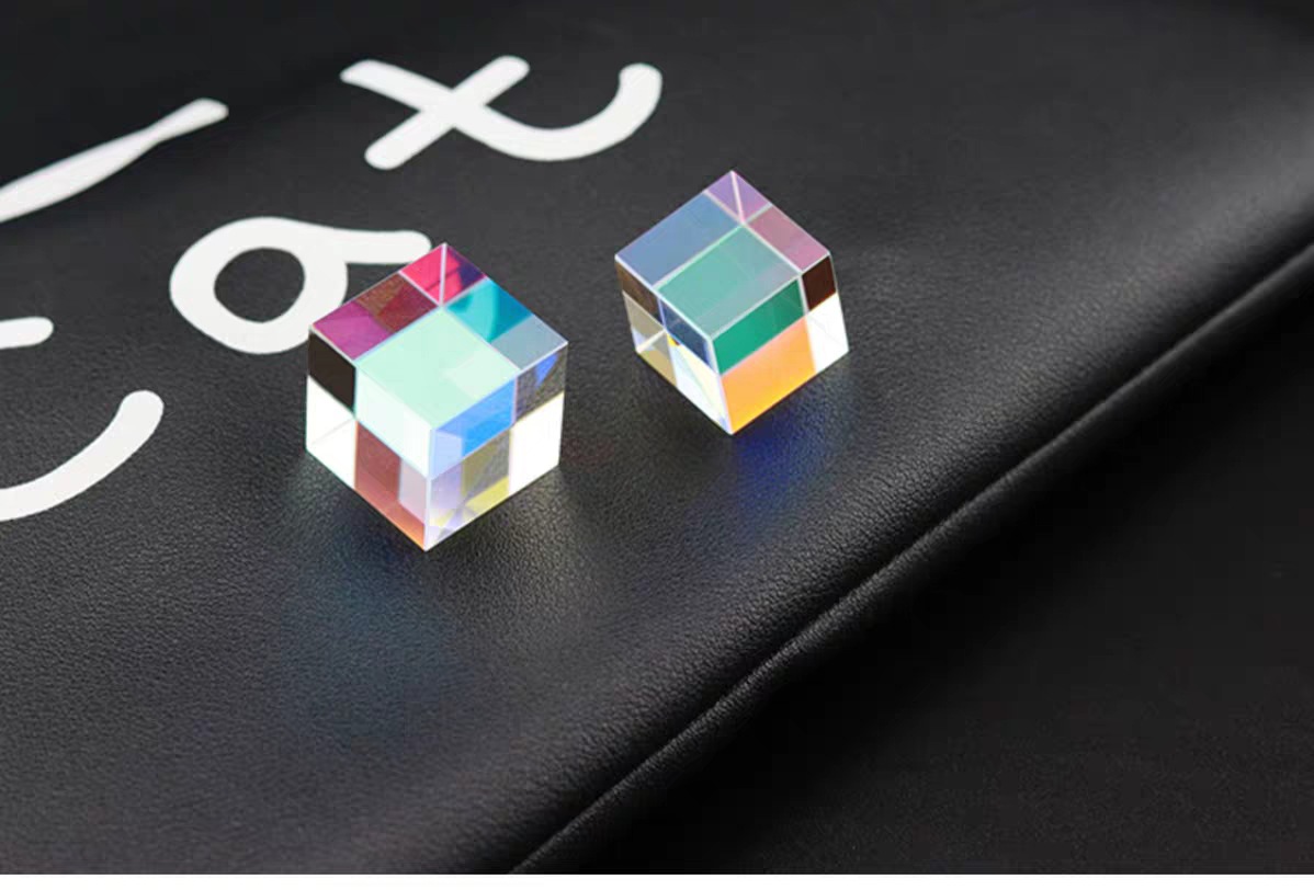 跨境现货光学玻璃镜片4面彩色 棱镜透镜镀膜 光之立方 胶合透镜