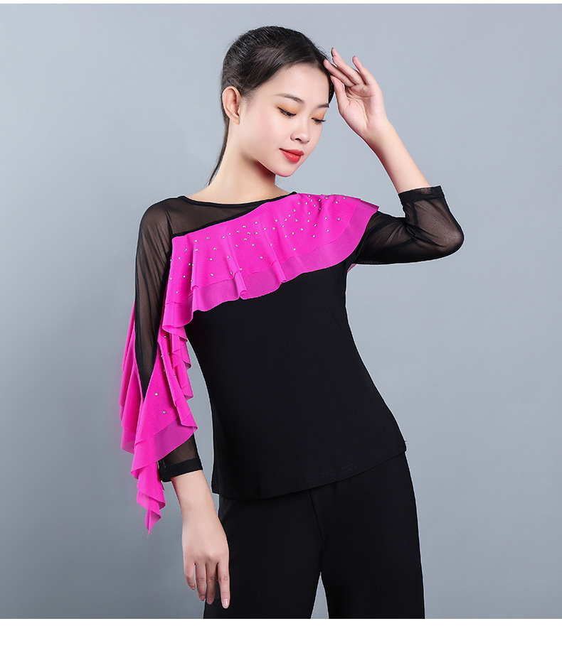 摩登舞上衣女吉特巴拉丁舞半身上装新款交谊舞广场舞练功表演服装
