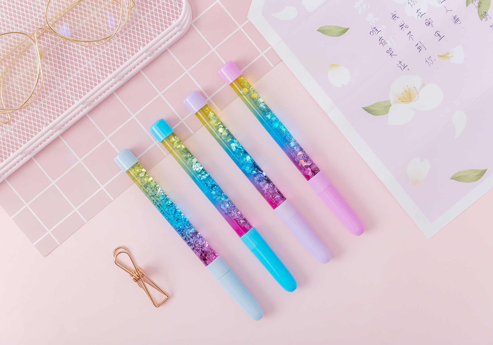 创意亮闪闪网红仙女棒闪粉中性笔黑0.5mm学生中性笔黑色水笔批发