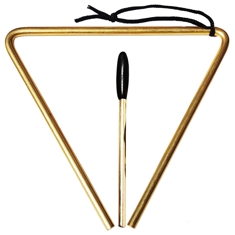 黄铜三角铃6寸8寸铜质三角铁乐器学生打击演出演奏儿童奥尔夫音乐