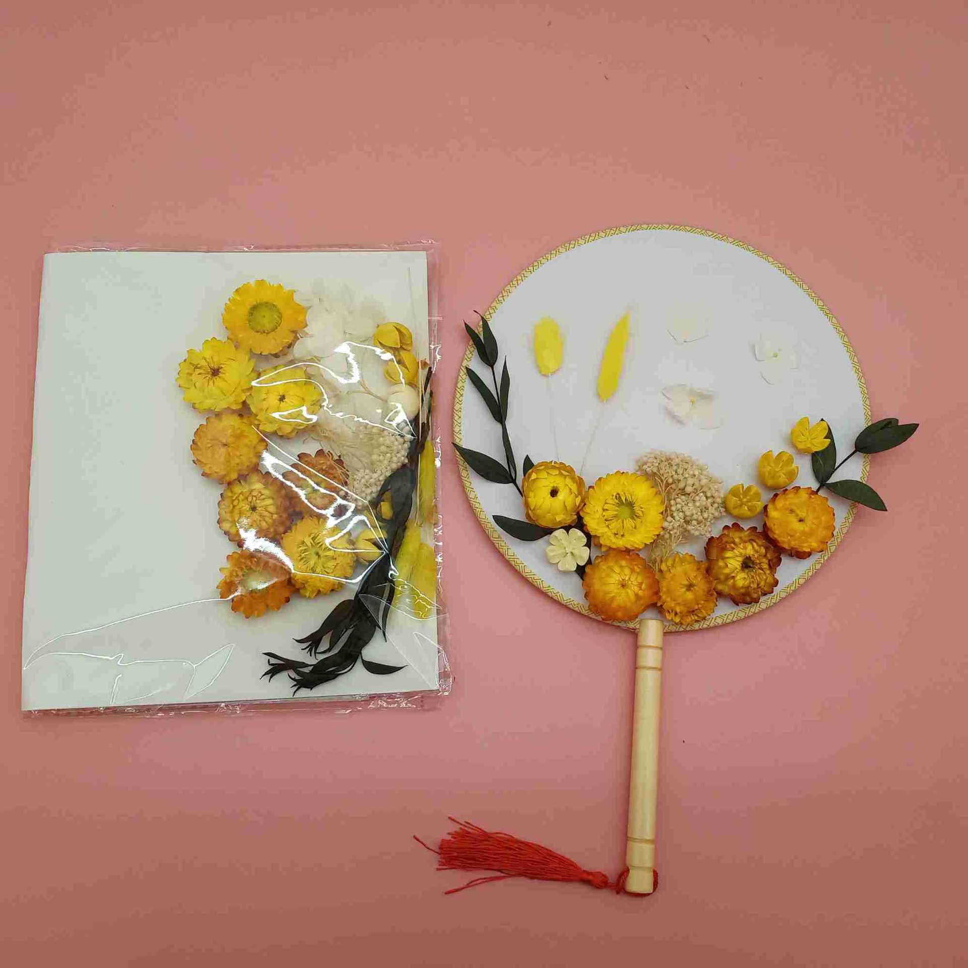干花-团扇diy花艺新品创意手工亲子活动田园中国风节日礼物干花材套餐