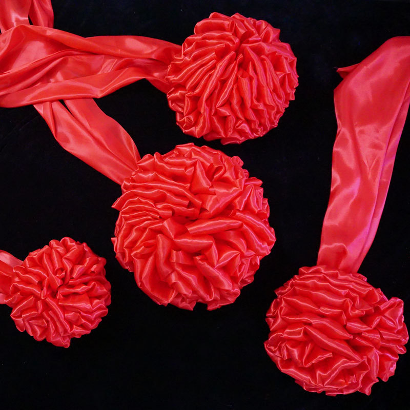 现货大红花球婚车新车交车红绸布绸缎diy花球开业剪彩套装大红花
