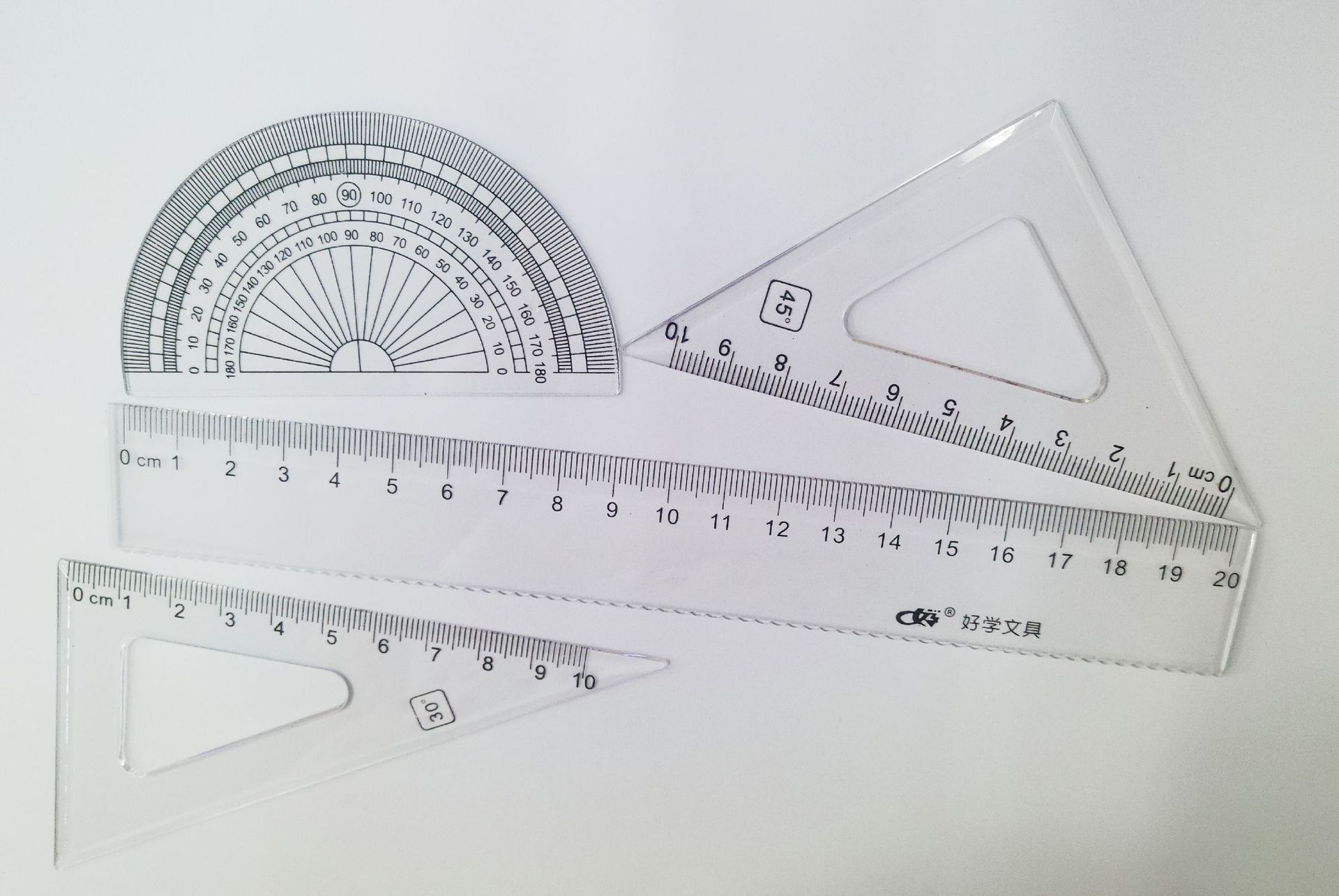 好学20cm卡通绘图套尺 高档学生几何用四件套 办公事务尺子