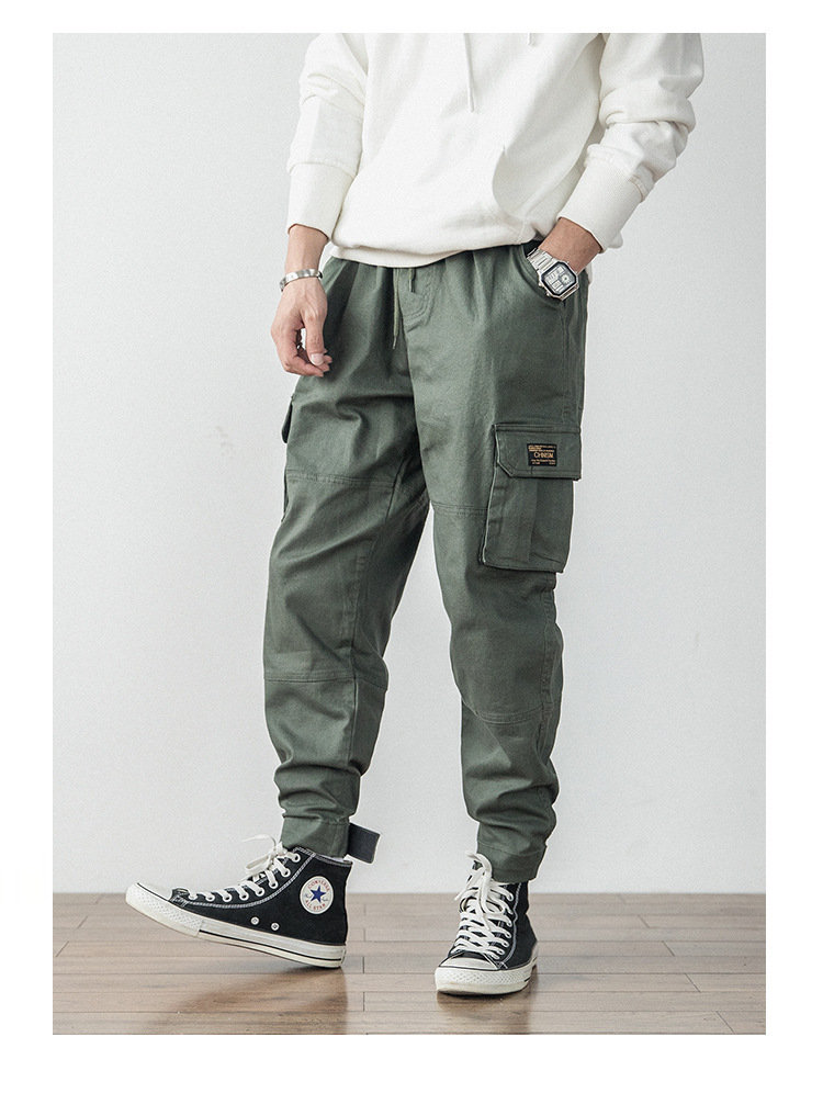 ins工装裤男潮牌束脚裤宽松多口袋哈伦小脚裤机能嘻哈休闲裤