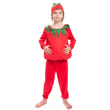 源头厂家跨境供应儿童舞台表演服装六一舞台剧果蔬扮演大红番茄装