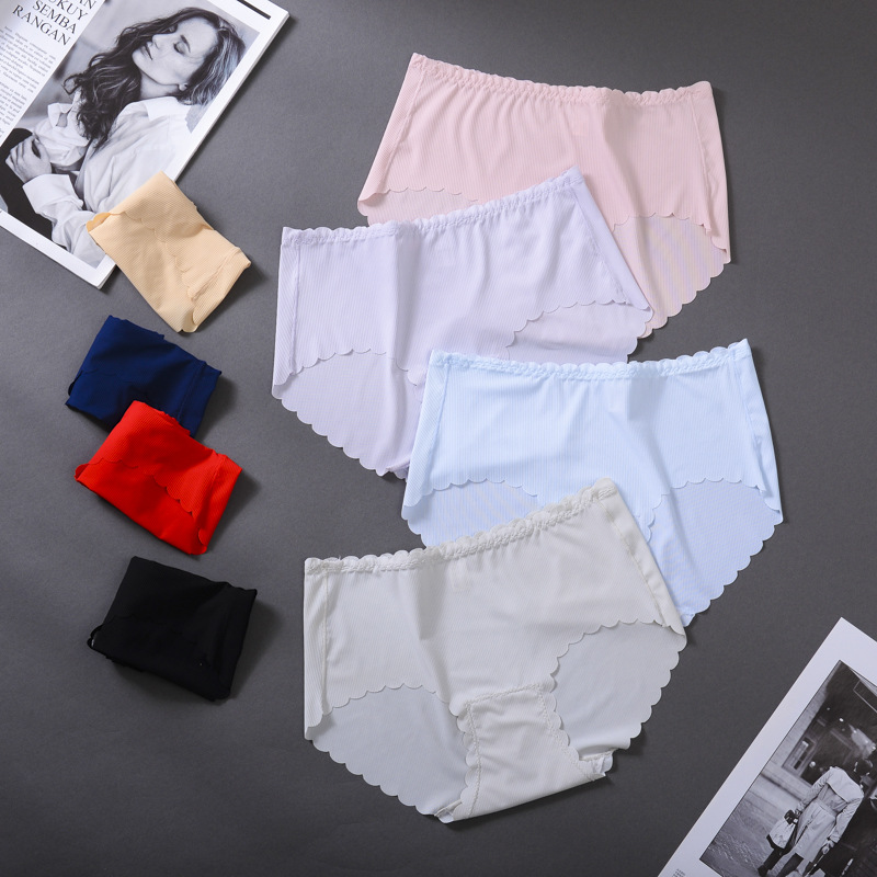 New One-Piece Ice Silk Thread Underwear Women's Thin Sexy Breathable Seamless Safety Ladies' Hip Lifting Briefs
