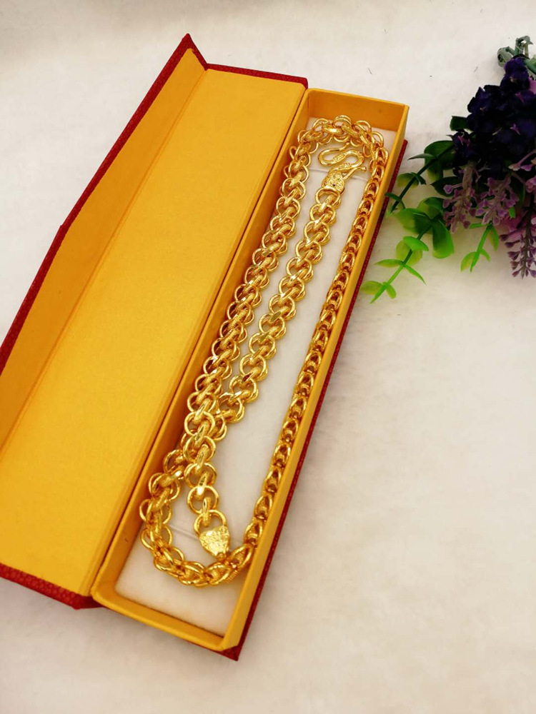 精品黄铜镀金男士蛇骨链项链仿黄金婚庆首饰微商实体货源厂家直销