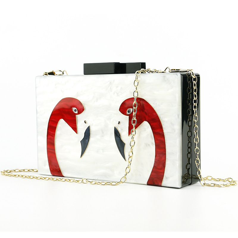 供应双鸟包亚克力包火烈鸟包手拿包晚宴包diy晚装包