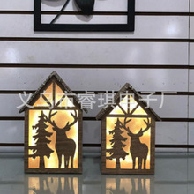 圣诞木制工艺品房子镂空造型蜡烛台  圣诞节摆件 家居装饰品