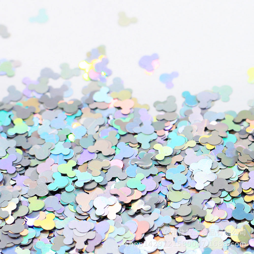 超薄米奇头镭射小亮片diy手工美甲镭射片水晶泥史莱姆填充材料