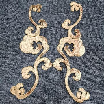 亮片刺绣布贴花大号祥云纹云朵贴花熨烫花如意弯钩服饰舞台辅料