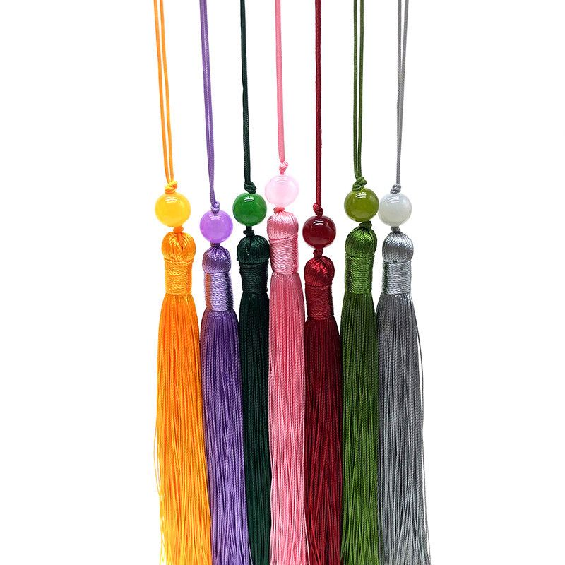 12cm带珠穗子 流苏 刺绣团扇 扇子吊穗汉服书签流苏穗子