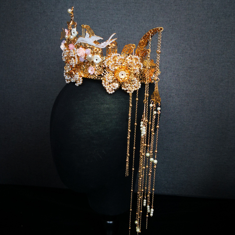 新娘饰品2019新款凤冠流苏秀禾头饰中式复古头冠一件代淘宝热卖