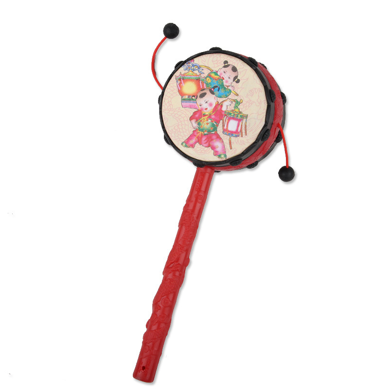 儿童吉祥拨浪鼓早教摇铃鼓婴幼儿鼓类玩具儿童手摇鼓批发热卖