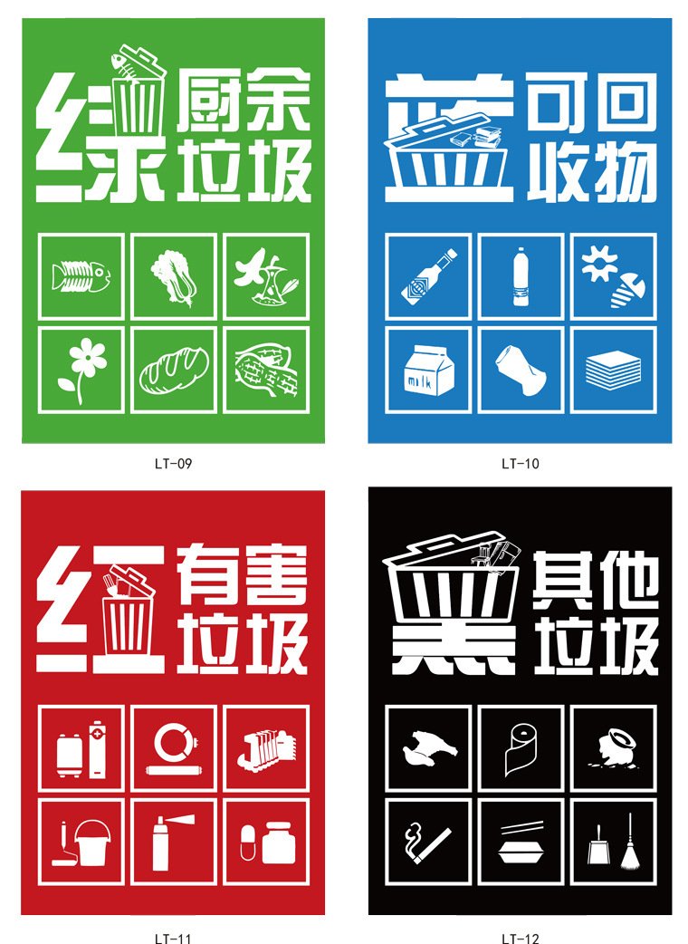 厂家定制不干胶logo环保pvc标签定做标识垃圾桶分类贴纸彩色印刷