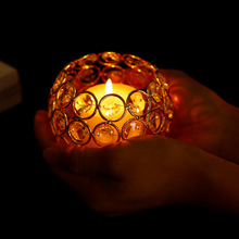 北欧轻奢跨境婚庆道具水晶球浪漫桌面电镀镂空烛台铁艺蜡烛杯摆件