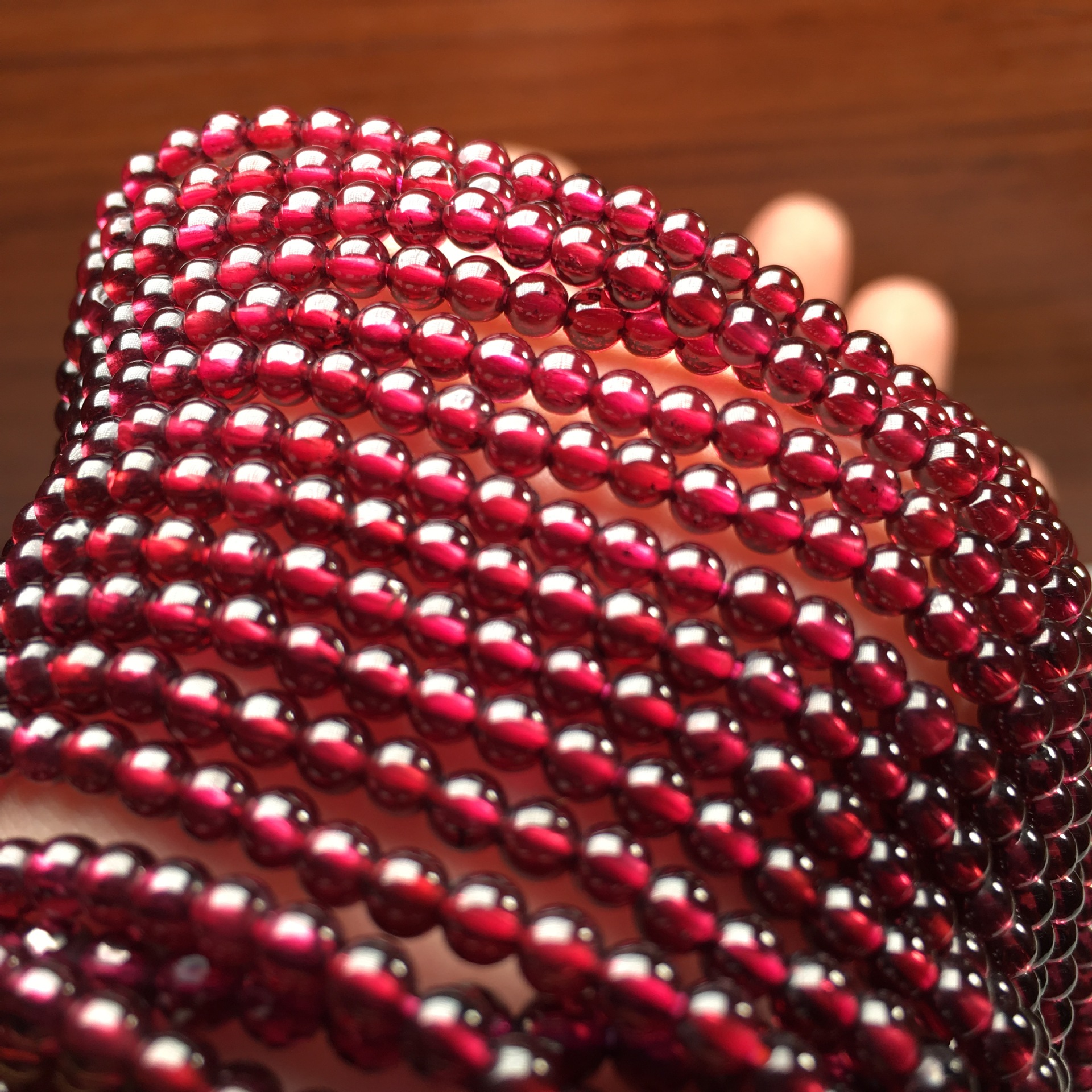 天然石榴石长链7a级石榴石散珠 diy饰品配件酒红石榴石半成品批发