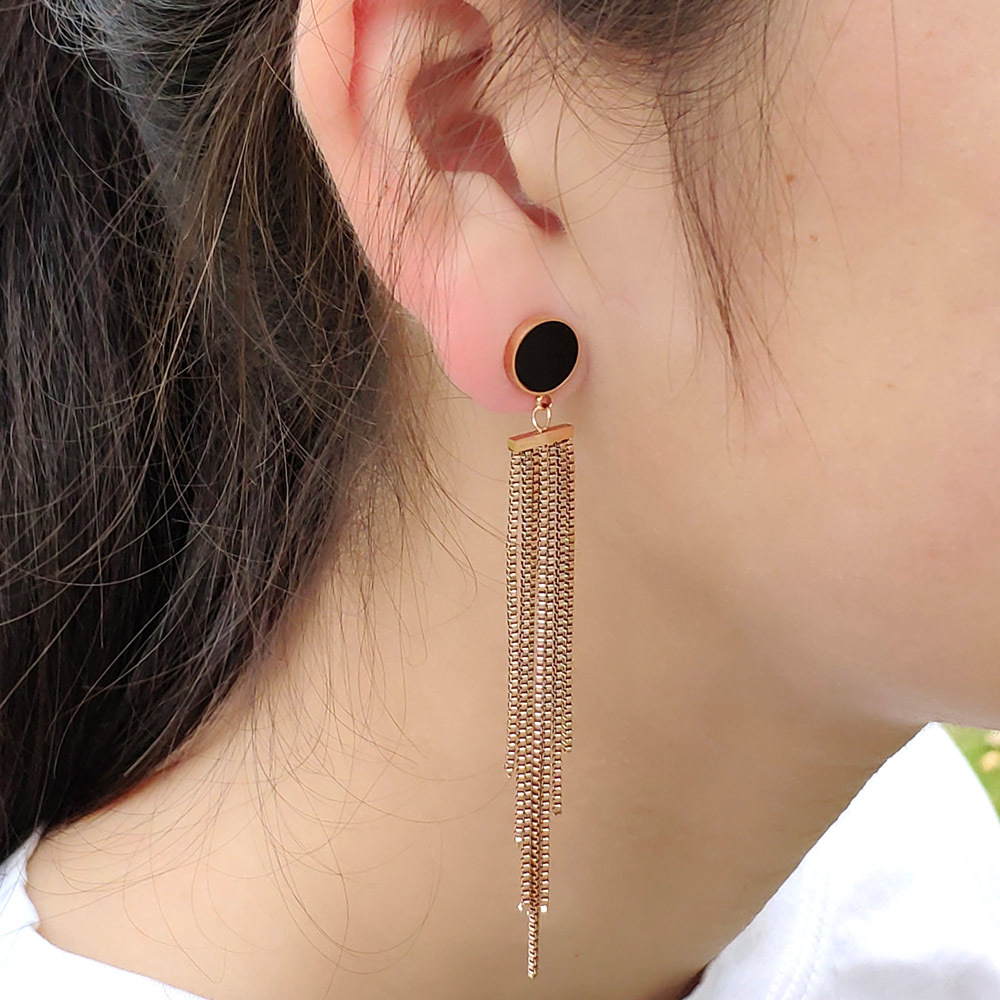 流苏耳线耳环女长款耳坠夏天钛钢耳钉清新时尚气质2024新款潮百搭