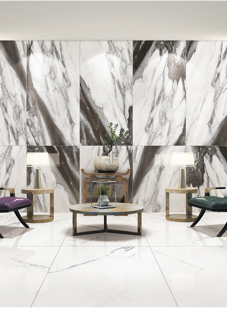佛山简约现代爵士白通体大理石瓷砖750x1500客厅酒店背景墙地砖