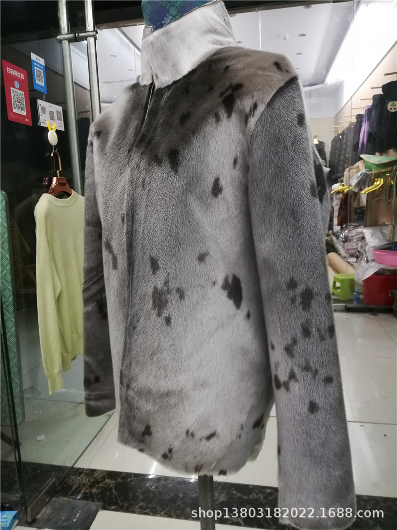海豹皮毛一体皮草双面夹克 自然斑点海豹皮夹克 户外男式皮草