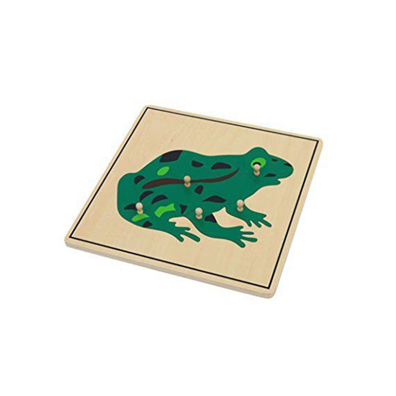 montessori蒙特梭利青蛙平面拼图幼儿园早教手抓嵌板animalpuzzle