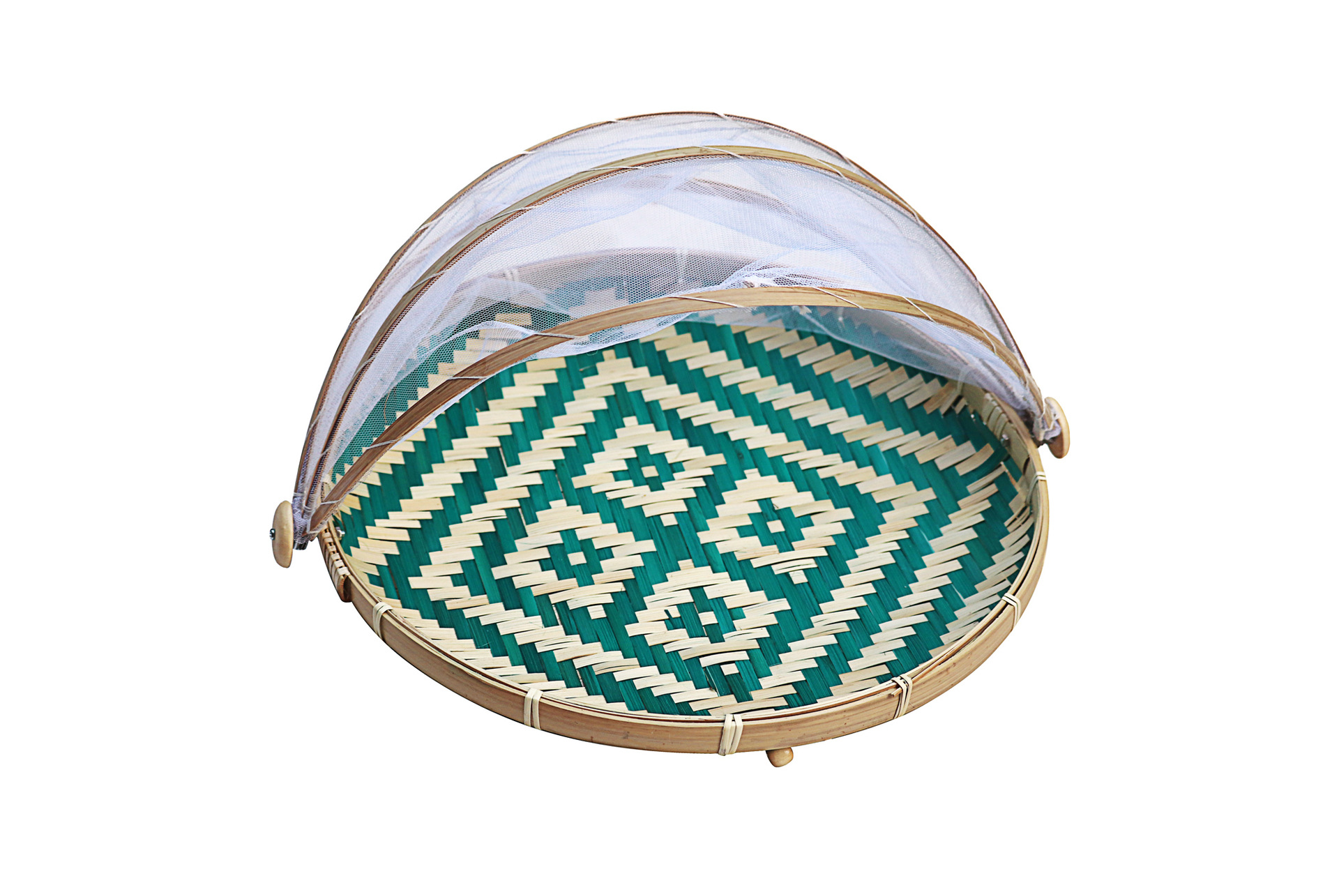 手工竹子工艺品竹筛编织纱网簸箕竹编收纳防虫网量大从优