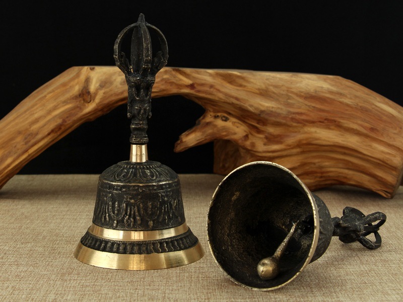 密宗道教法器摇铃手摇纯铜铃铛金刚杵法事法器风水铃铛镇宅铜铃铛