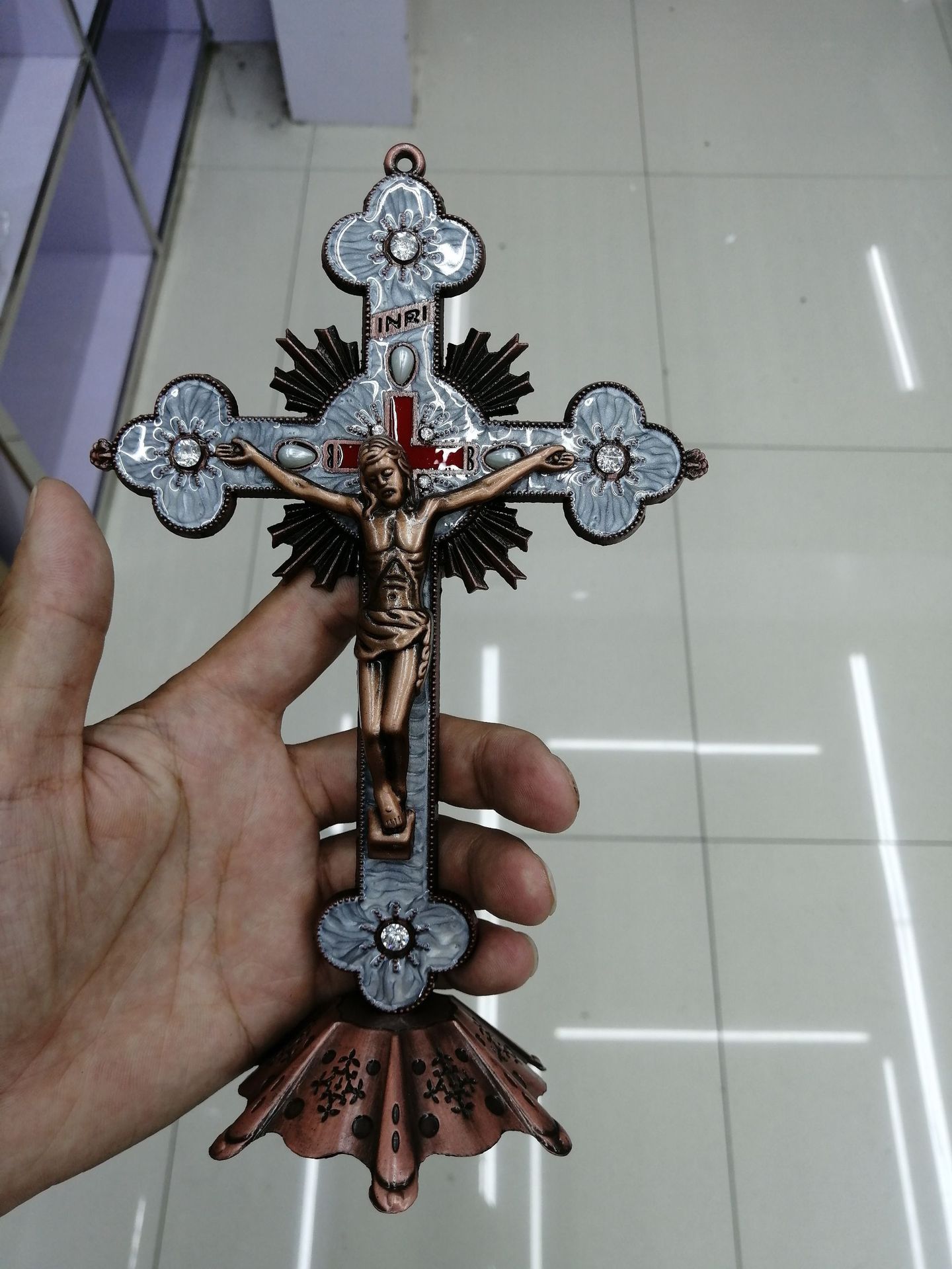 金属滴油夜光十字架耶稣基督宗教装饰十字架挂件摆件metal cross