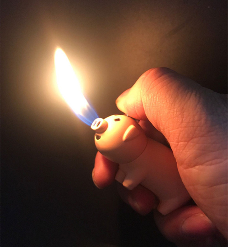 抖音同款鼻涕小猪打火机点森猪鼻孔喷火猪鼻子充气猪猪打火机创意