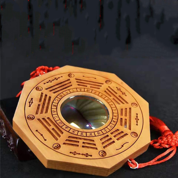 山东肥城桃木凹凸镜八卦镜入户大门口挂件木雕挂件工艺品