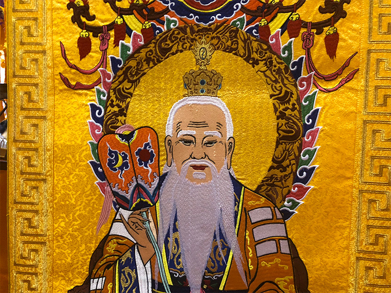 道教刺绣画像天尊画像道教三清三尊道教神仙刺绣三清神像挂像批发