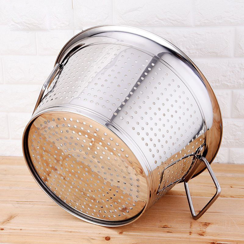 不锈钢大容量加深小孔双柄多用漏水桶餐厅厨房洗菜洗米桶过滤盆