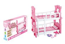 儿童过家家粉色双层睡床喂哺护理宝宝双层床套装玩具彩盒