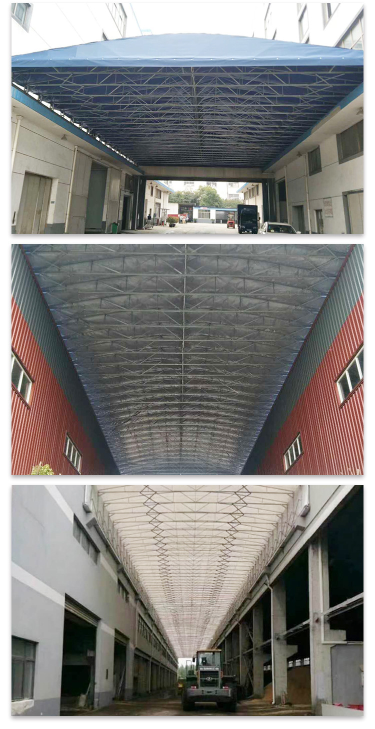 定制安装工厂通道推拉雨棚 轨道式电动推拉篷 屋顶自动伸缩遮雨棚