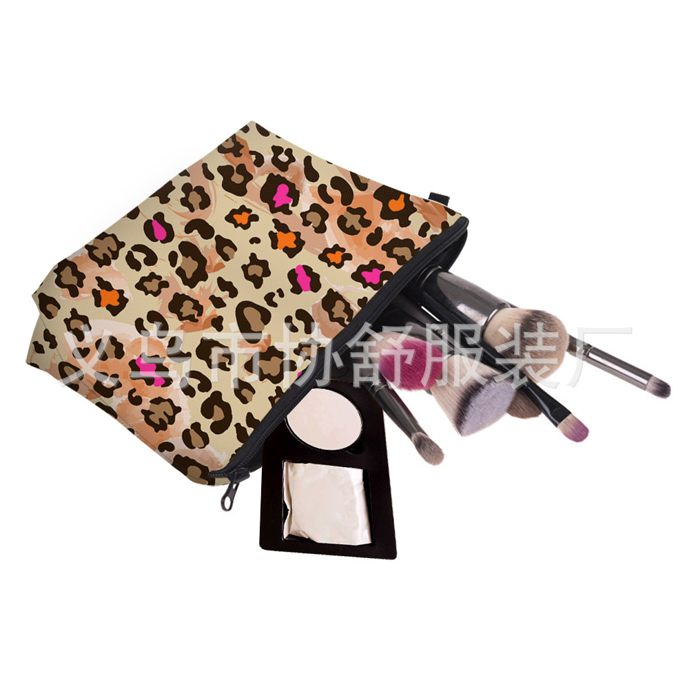 Collection Amazon HD Hot Sale Leopard Print Digital Printing Cosmetic Bag European and American Ladies Storage Wash Clutch