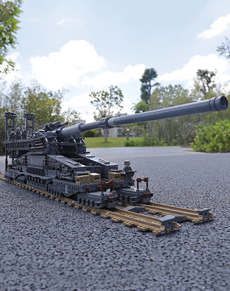 开智10005多拉巨炮古斯塔夫列车炮模型大型积木大人难度拼装玩具
