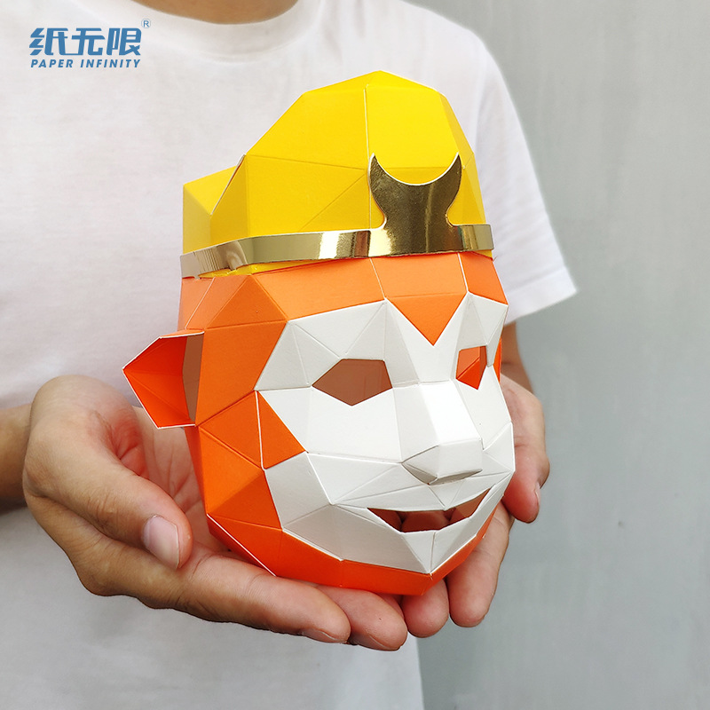 纸制3d孙悟空摆件卡通书桌摆件宠物头套创意diy材料包