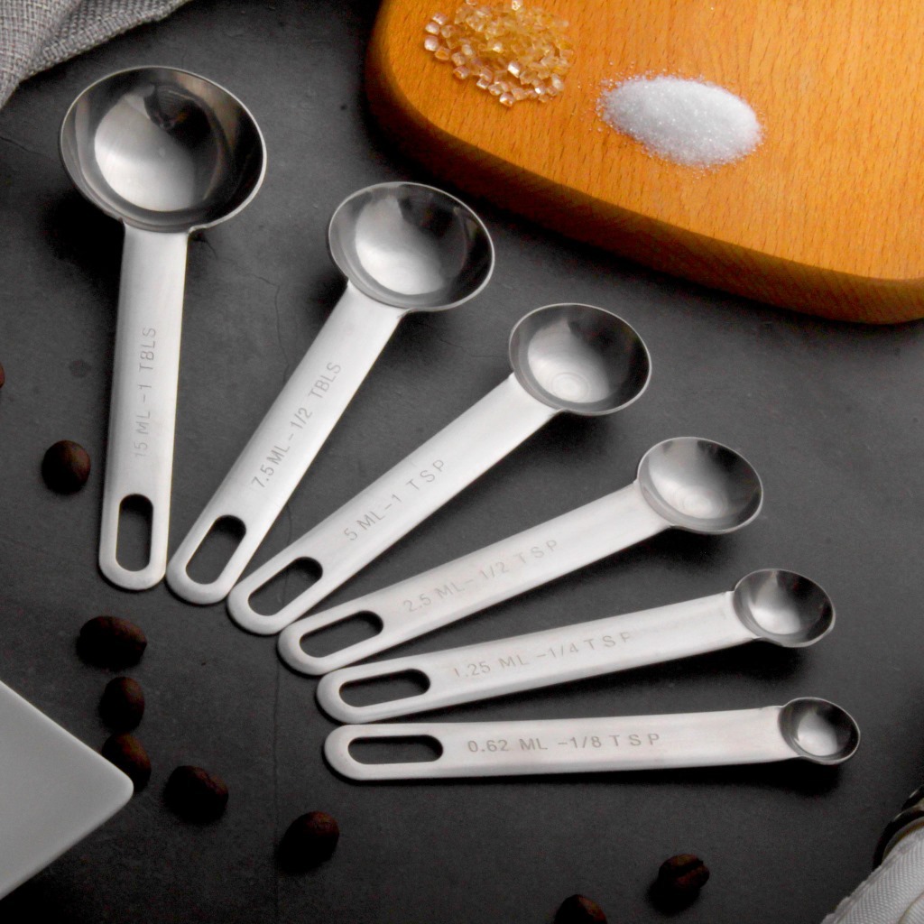 不锈钢量勺七件套装 5克定量勺子控盐勺咖啡勺调料勺烘焙量勺量杯