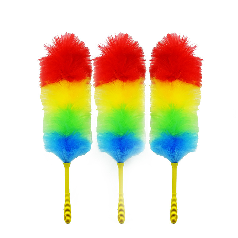 彩色塑料鸡毛掸子除尘扫灰墙面及柜体清洁卫生工具掸灰彩虹色掸子