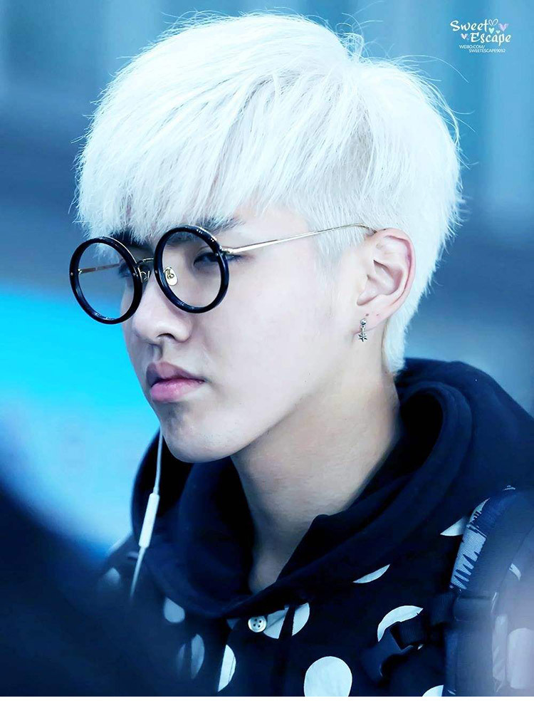 男士假发明星同款短发蓬松斜刘海短直发纯白色假发套帅气假头发