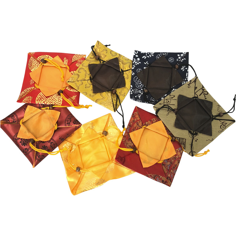 茶壶收纳袋宜兴紫砂壶瓷器古董包装布袋亚麻布包裹收紧袋厂家直供