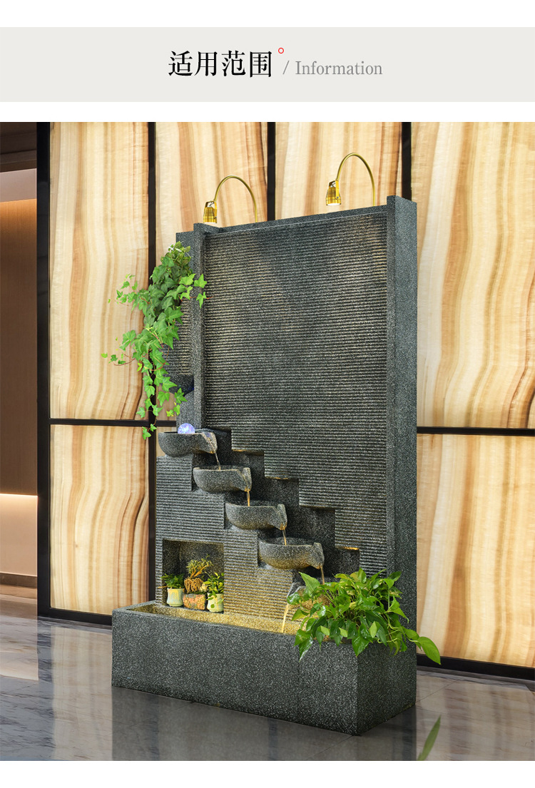 大型欧式流水墙喷泉摆件客厅公司水幕墙酒店前台庭院树脂景观装饰