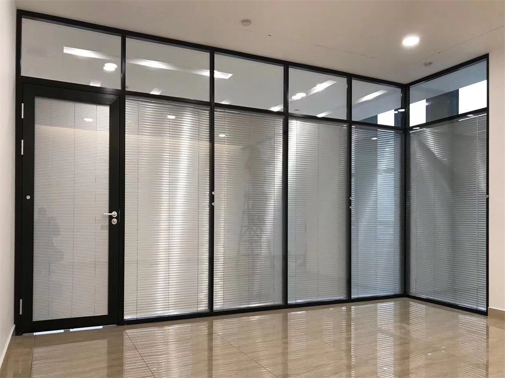 现代双玻拼缝高隔墙 办公室玻璃隔断墙铝合金隔音墙 马鞍山厂家